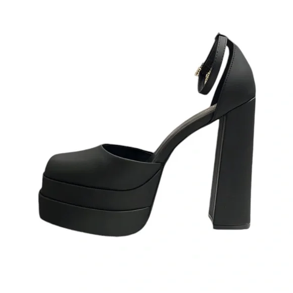 Aldo Black Ankle Strap Platform Pumps Size 8.5 - Picture 4 of 10